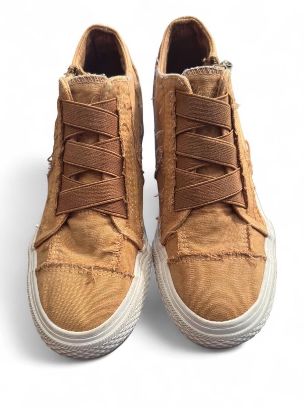 Blowfish Malibu Distressed Canvas High Top Sneakers Women’s 8.5 Brown